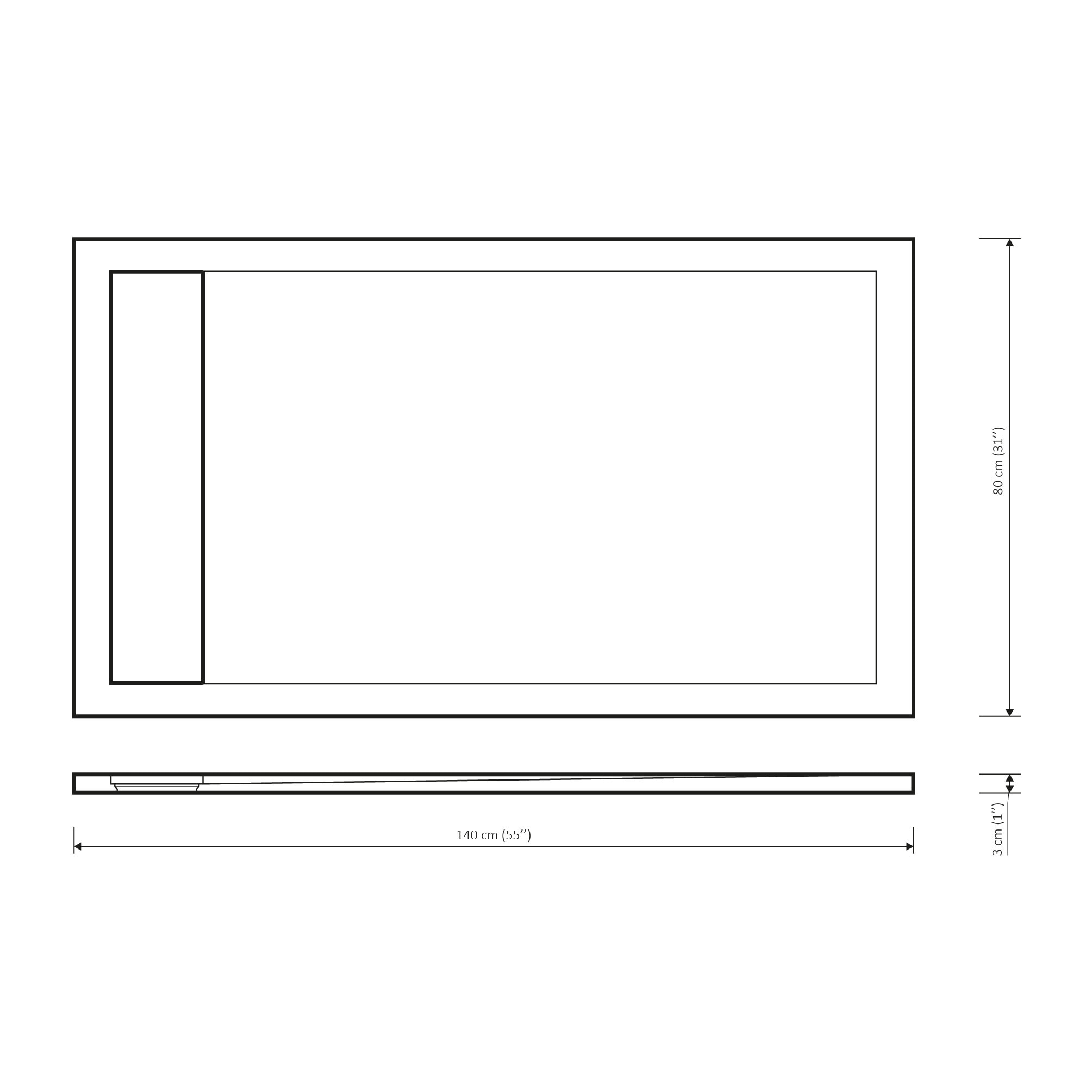 Alda Receveur de douche 140x80cm en pierre de synthèse durable, noir mat (ALD15-14080N)