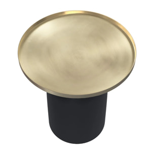 Table d'appoint ronde en métal noir et laiton D45 cm - Lyne