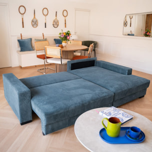 Canapé d'angle droit convertible 3 places en velours côtelé - ARTY