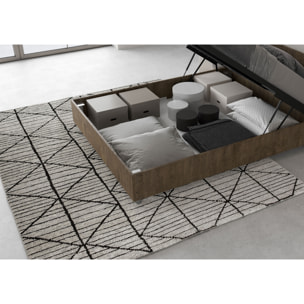 Lit double coffre 140x200 tête de lit inclinée noyer Demas