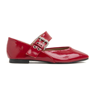 Ballerina con fibbia sul collo del piede - ROSSO