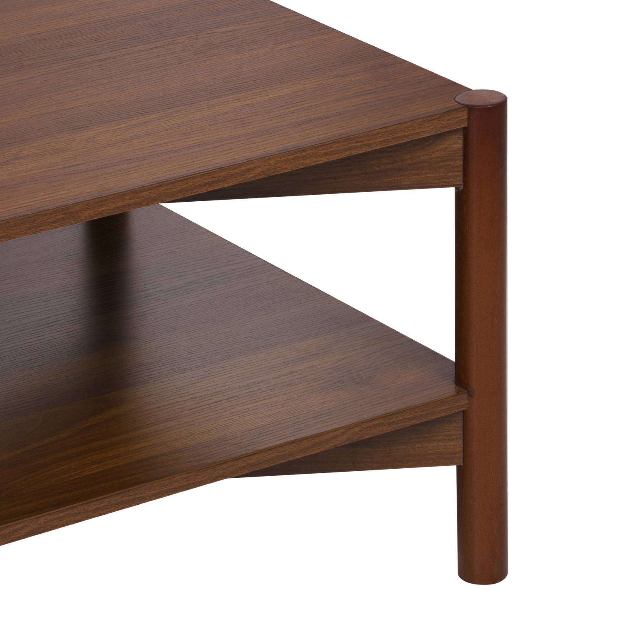 Table basse rectangulaire décor bois double plateau 110cm noyer - Harmony