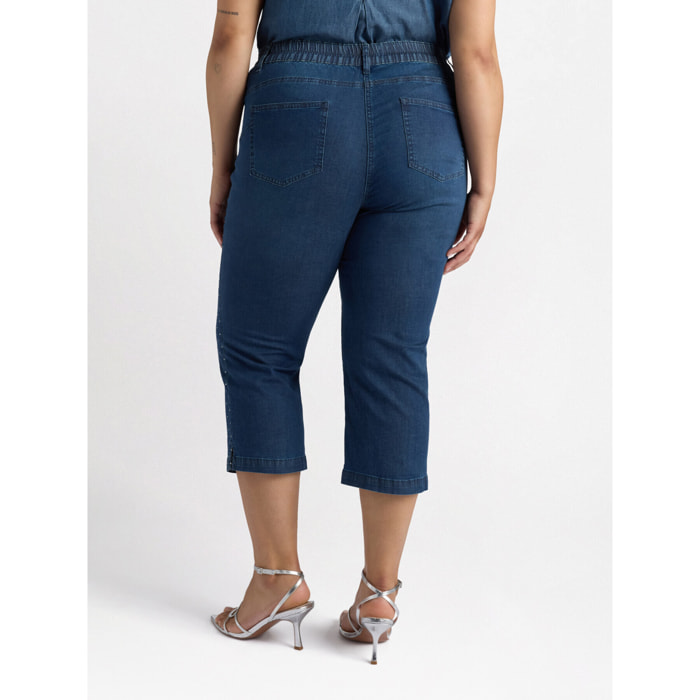 Fiorella Rubino - Jeans cropped con pequeñas tachuelas - Azul