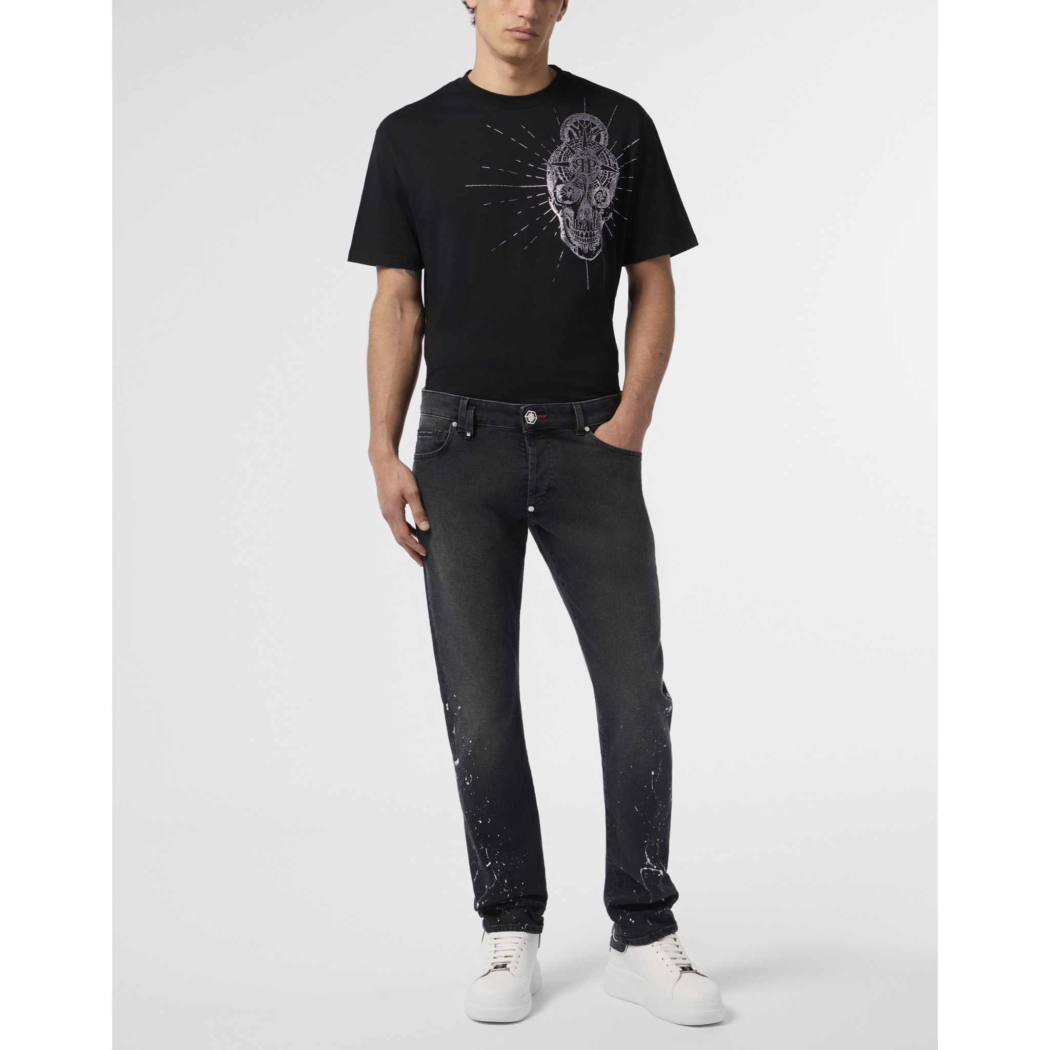 PHILIPP PLEIN Super Straight Cut Jeans Paint