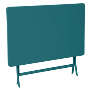 Table de jardin pliante rectangulaire "Greensboro" bleu canard 4 places en acier traité époxy