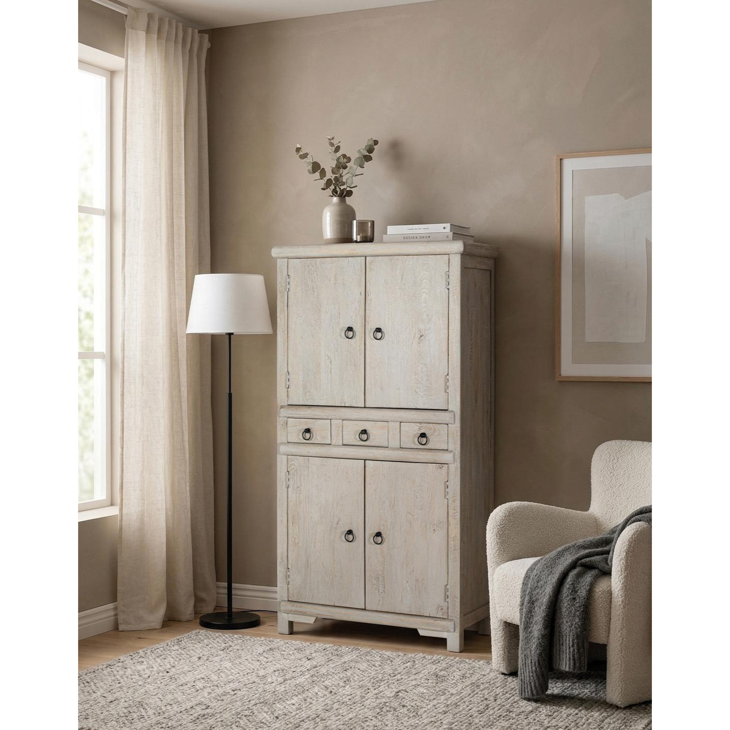 Buffet en bois de manguier 85 cm style rustique provençal