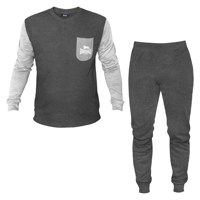 Pigiama Uomo LONSDALE Caldo Cotone Interlock Manica Lunga