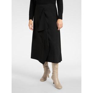 Elena Mirò - Falda cruzada con jabot - Negro