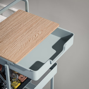 Carrito Auxiliar con Ruedas de 4 Niveles Carro de Cocina con 1 Cajón y 3 Cestas Carrito Organizador para Dormitorio Salón Oficina Verde Claro