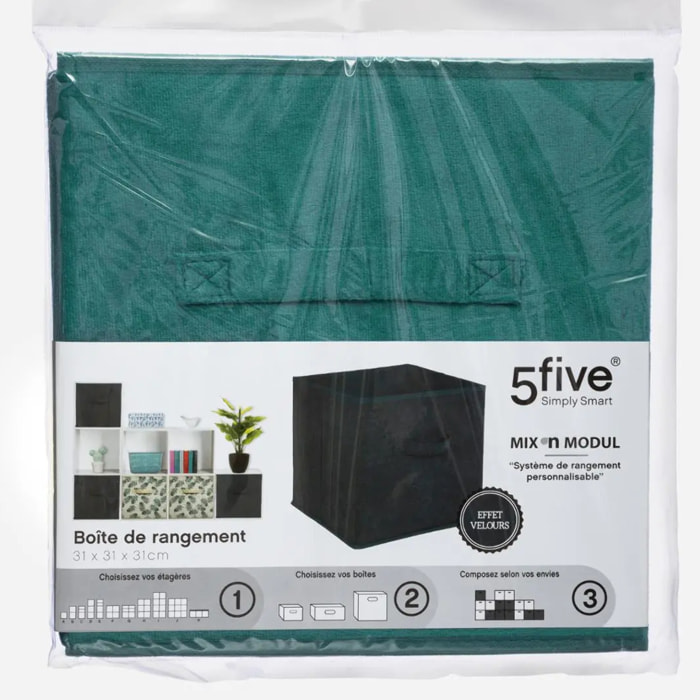 Panier velours 31x31cm "Mix N' Modul" bleu