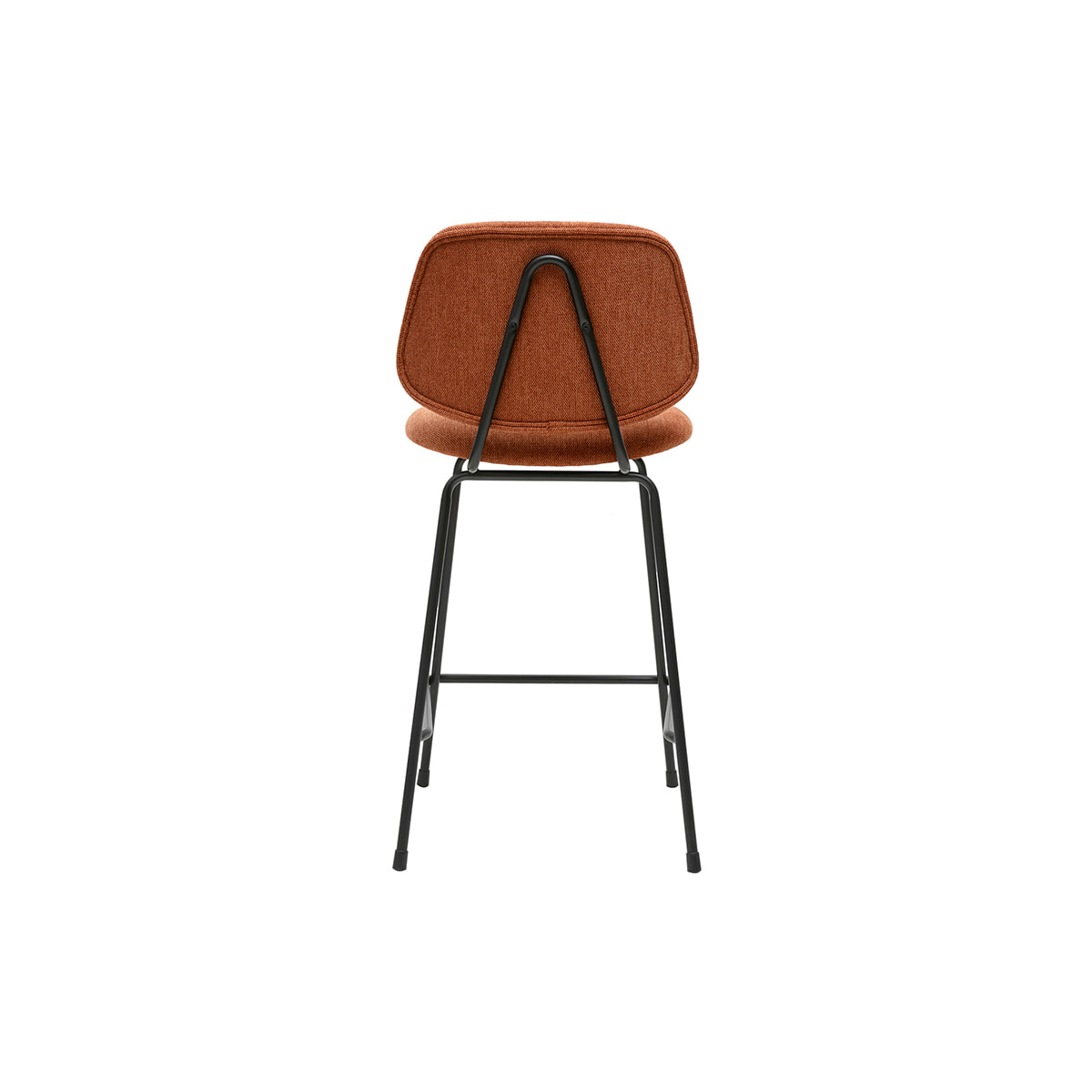 Tabourets de bar en tissu effet velours texturé terre brûlée et métal H66.5 cm BARNET (lot de 2)