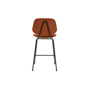 Tabourets de bar en tissu effet velours texturé terre brûlée et métal H66.5 cm BARNET (lot de 2)