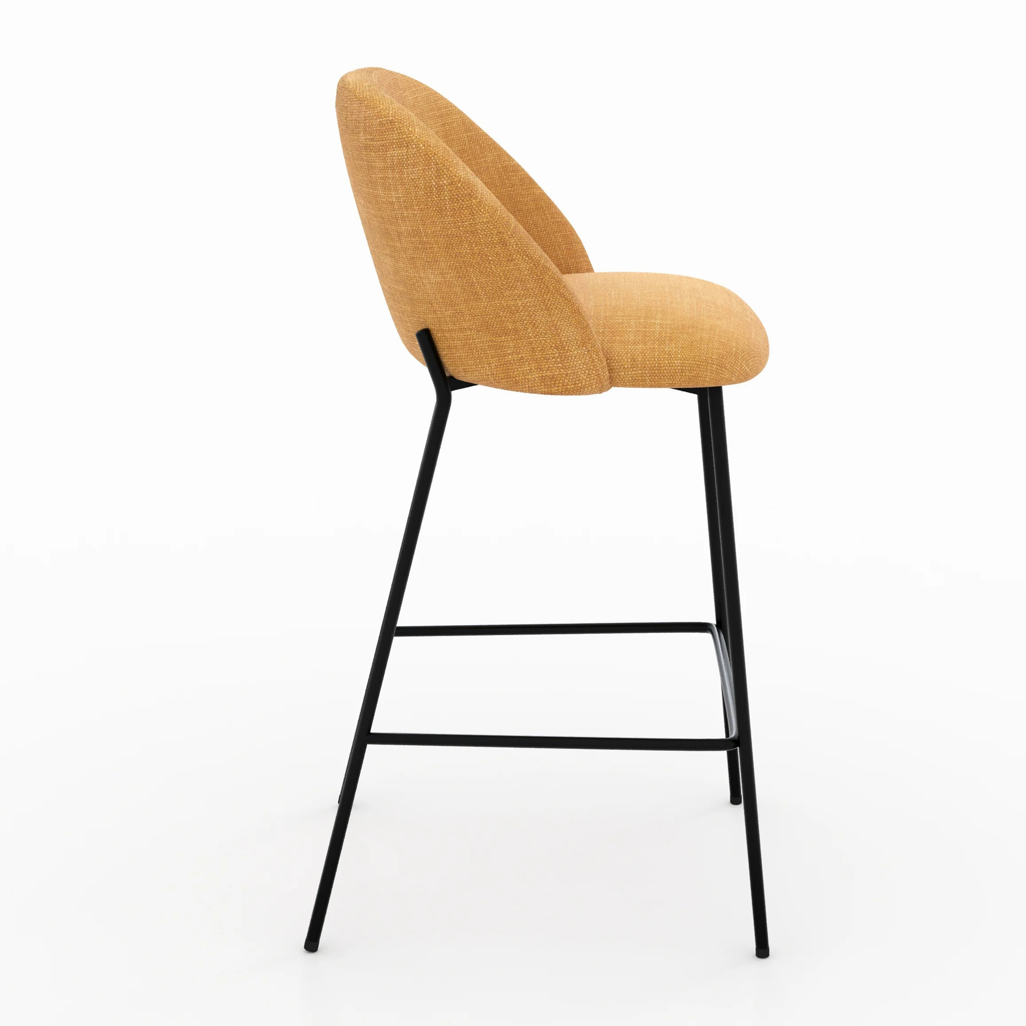 Lot de 2 chaises pour ilot central 66,5 cm en tissu jaune moutarde - Karl