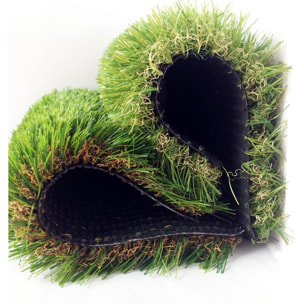 Prato Sintetico Manto Erboso Erba Finta Realistica Giardino 4 Sfumature di Colore Tappeto Erboso Sintetico Anti UV Atossico Drenante 30mm 2x5mt 10mq