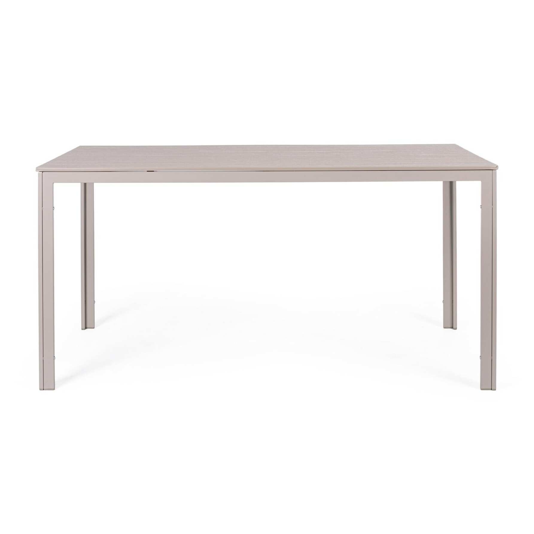 Tavolo fisso da giardino VALENCIA tortora effetto legno, struttura in acciaio, 156x78 cm