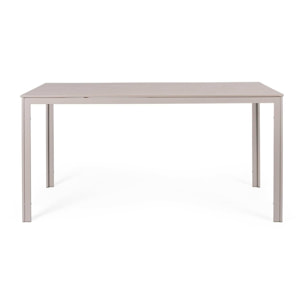 Tavolo fisso da giardino VALENCIA tortora effetto legno, struttura in acciaio, 156x78 cm
