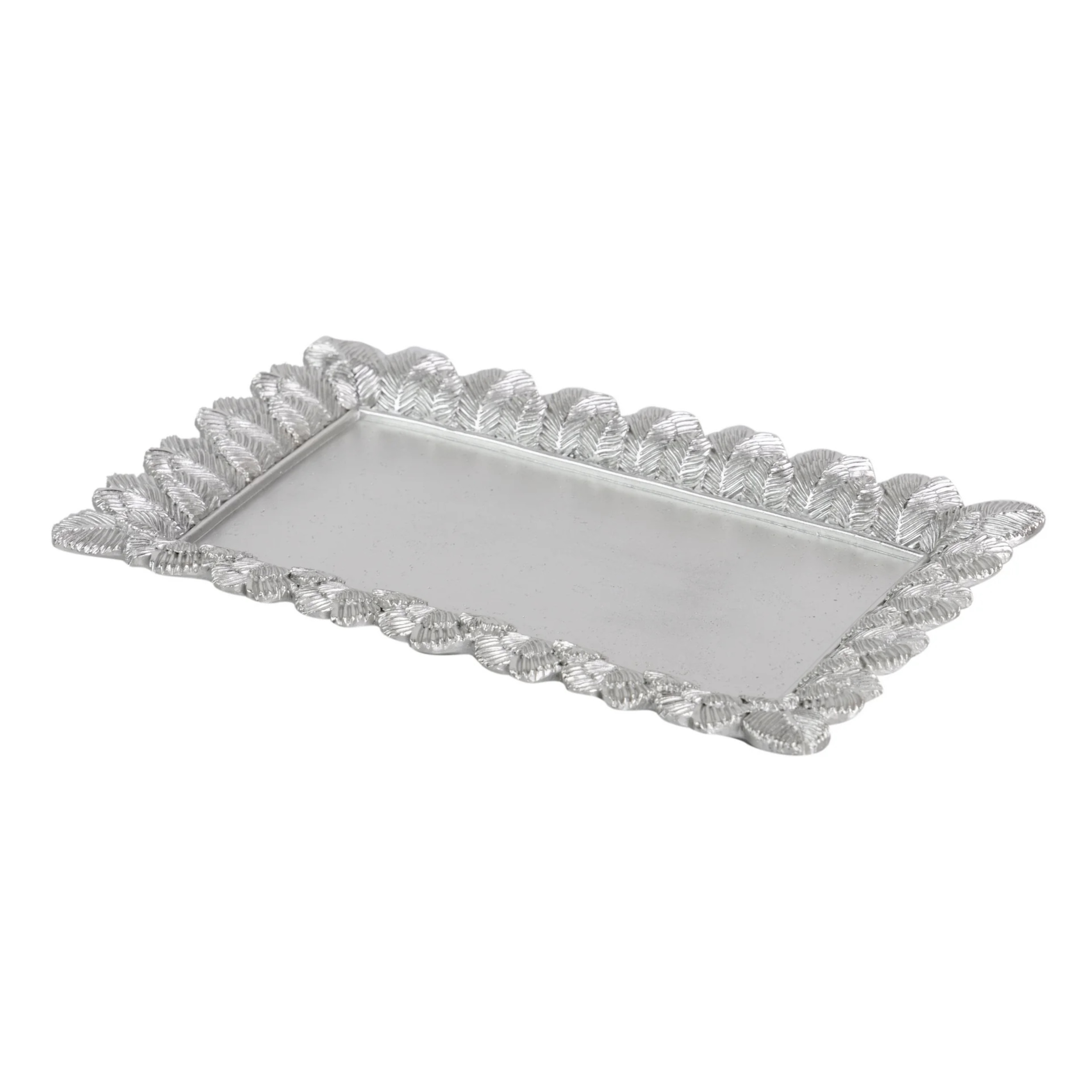 Bandeja Resina Plata Envejecida 25x14,5x2,5 Cm