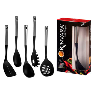 DAM SET 5 UTENSILI MANICO IN ACCIAIO 8,5x20,5x35 Cm. Colore nero