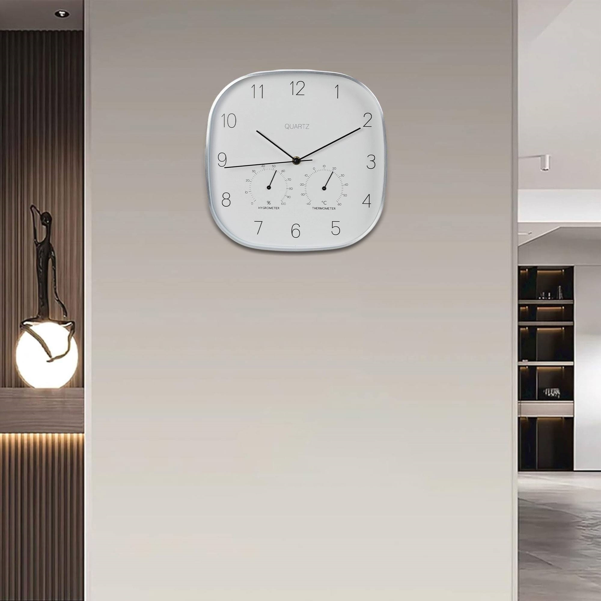 Well home reloj de pared marco plateado ø28,5x4cm