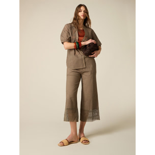 Oltre - Pantalones cropped perforados - Verde militare