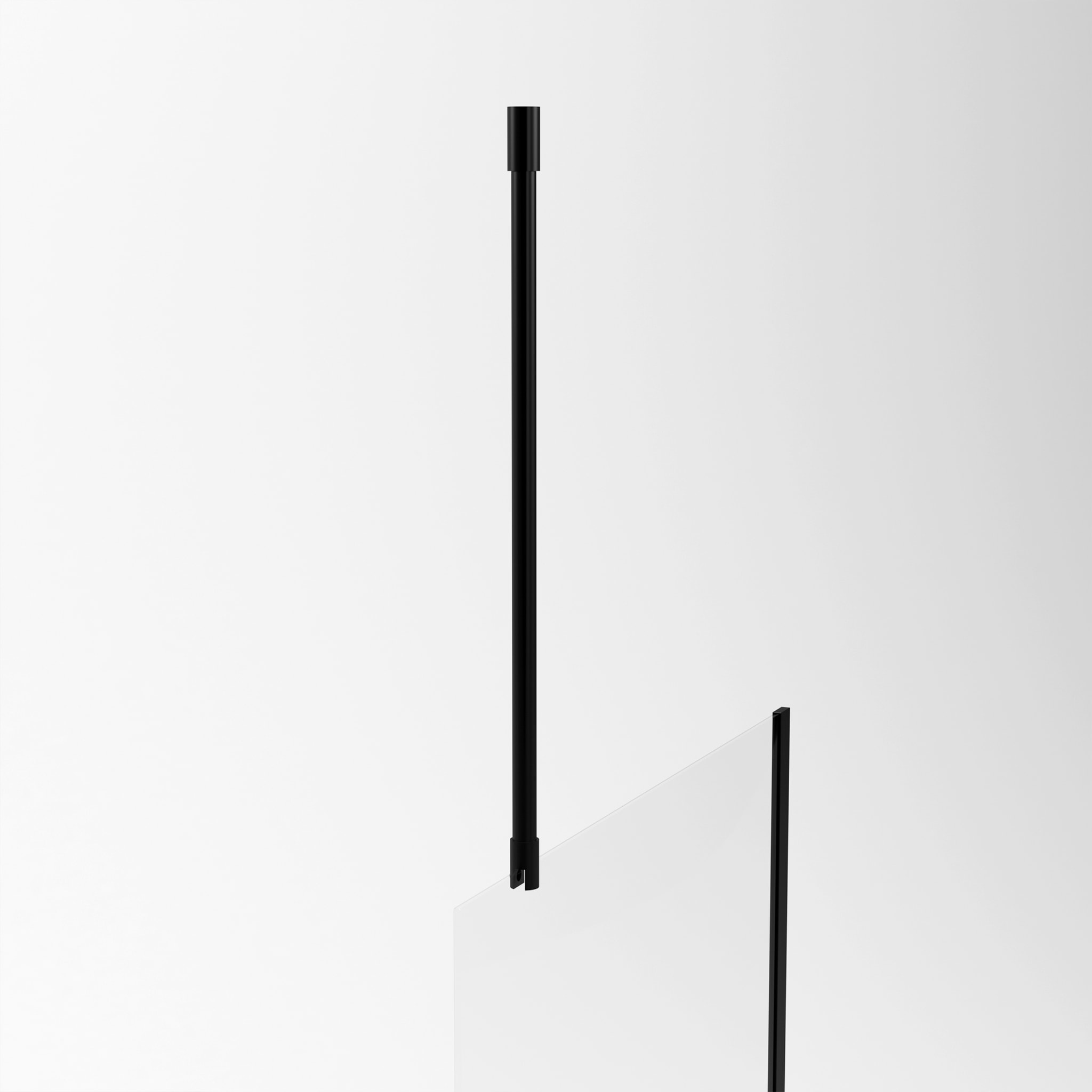 Barre de fixation plafond pour douche a l'italienne laque NOIR MAT - 60cm RECOUPABLE