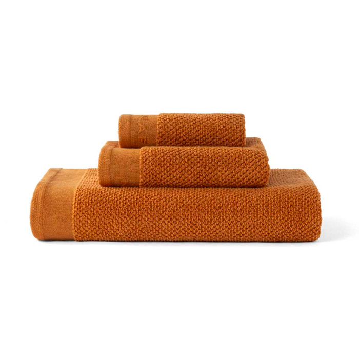 Set de 3 toallas LIVING - 500 gr/m2 - 30x50+50x90+90x150 cm naranja