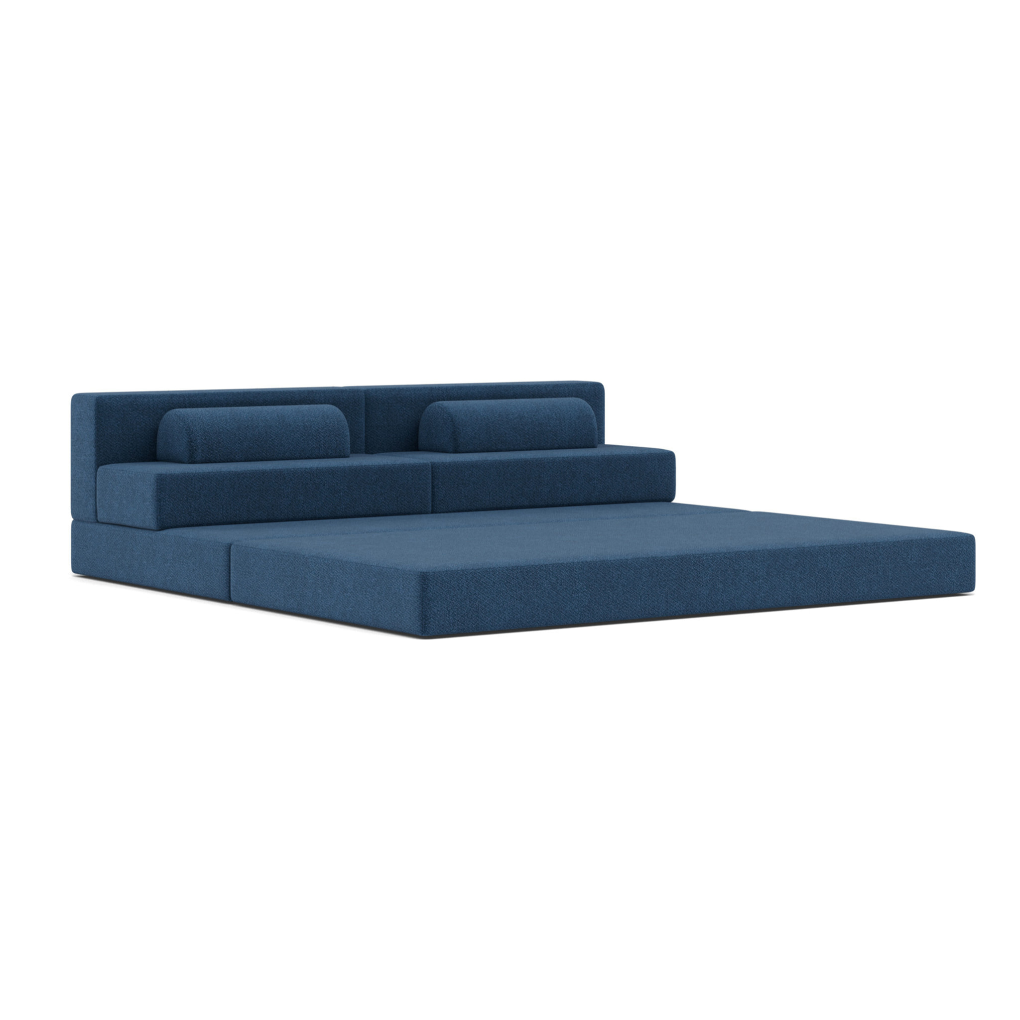 Astral - Canapé 3 places convertible en velours texturé - Bleu