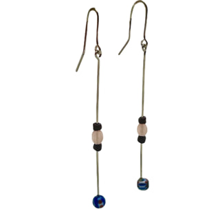 Pendiente Largo Palito Amatistas plata 925 y cristal_ Plata Única