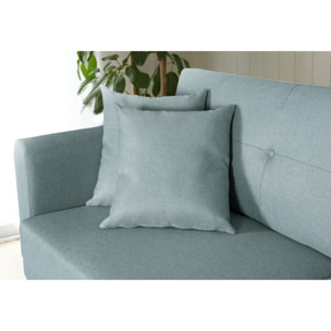 Canapé scandinave 3 places et 2 coussins en tissu vert d'eau OSLO