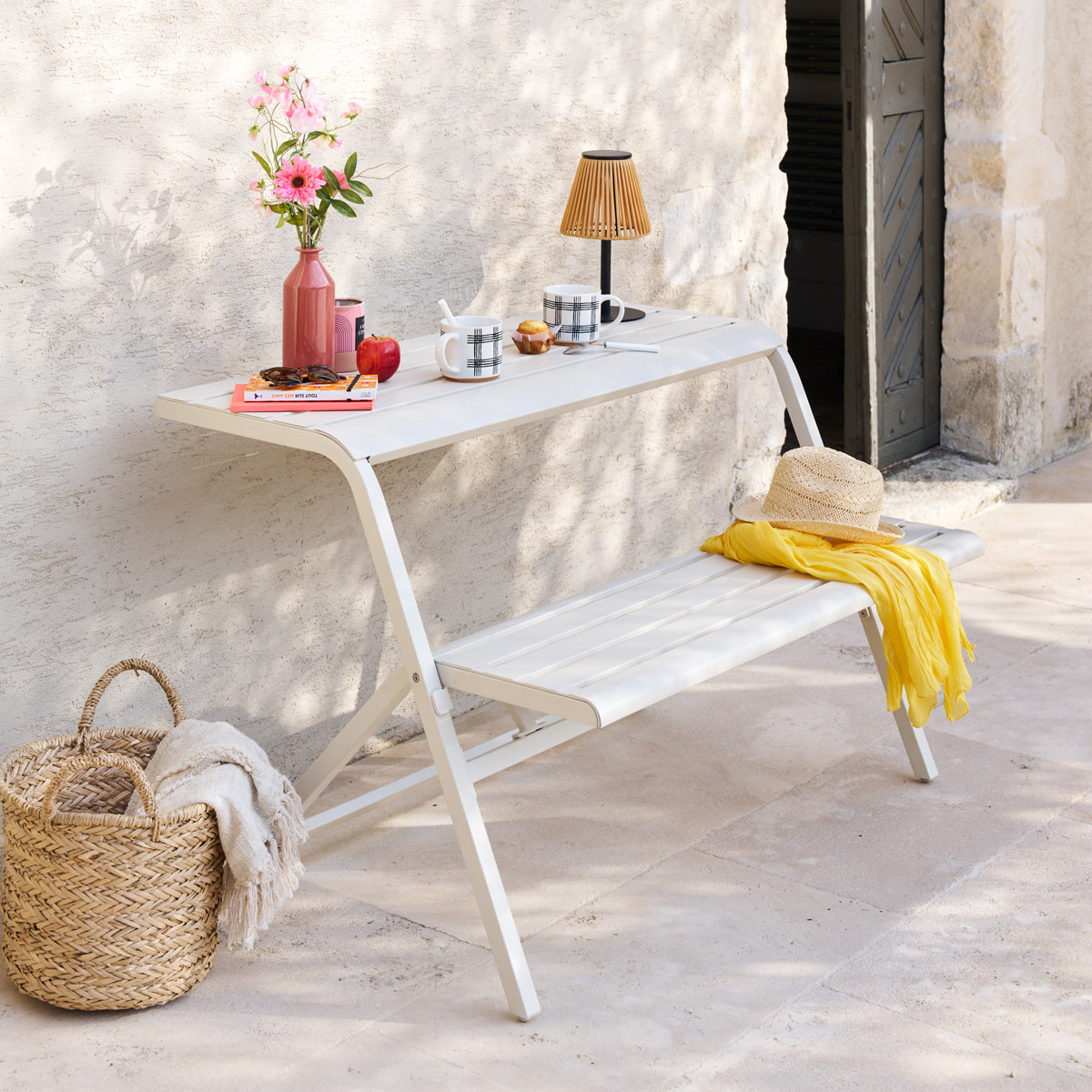 Ensemble de balcon "Drilia" argile 2 places en acier