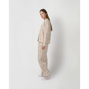 Pigiama lungo camicia in cotone gaia blu