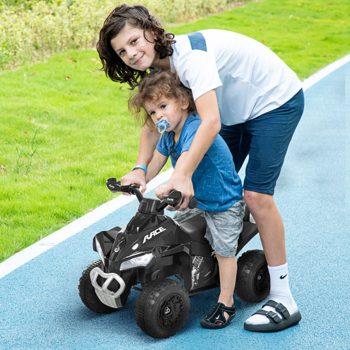 Quad Correpasillos Coche Correpasillos para Niños de 18-36 Meses con Función de Luces y Música Soporta hasta 20 kg 67,5x38x44 cm Negro