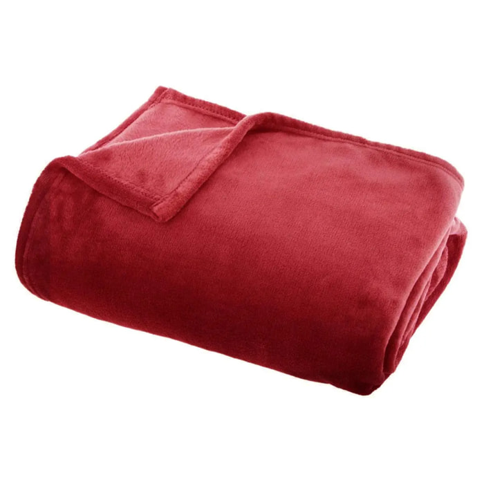 Plaid - flanelle - rouge - 130x180 cm