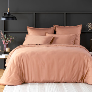 Housse de couette 100% satin de coton lavé 105 fils rose nude