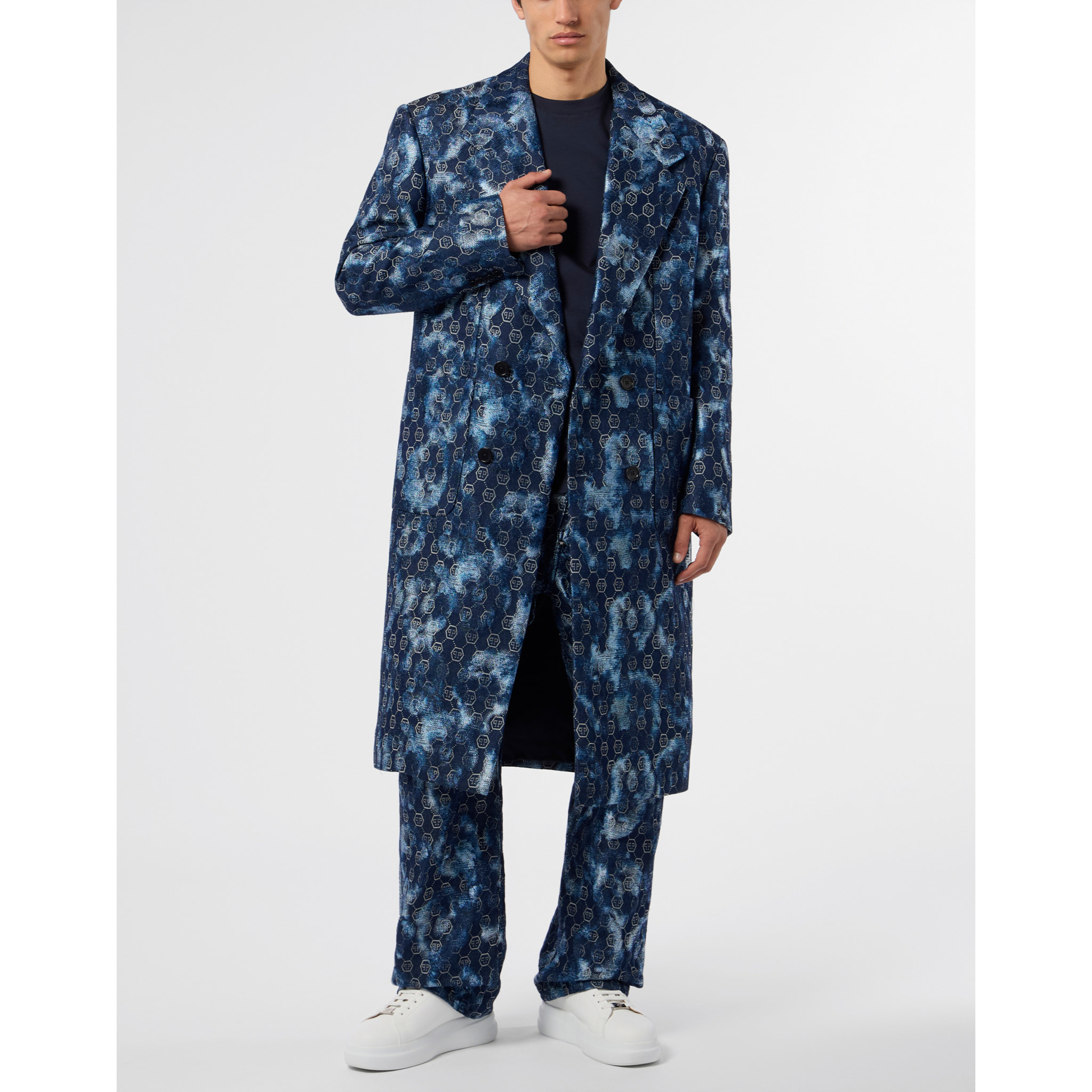 PHILIPP PLEIN Jacquard Denim Coat Monogram