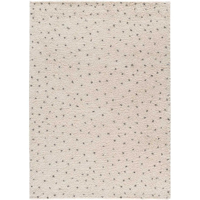 LUSH Alfombra shaggy moderna crema/negro, varias medidas disponibles.