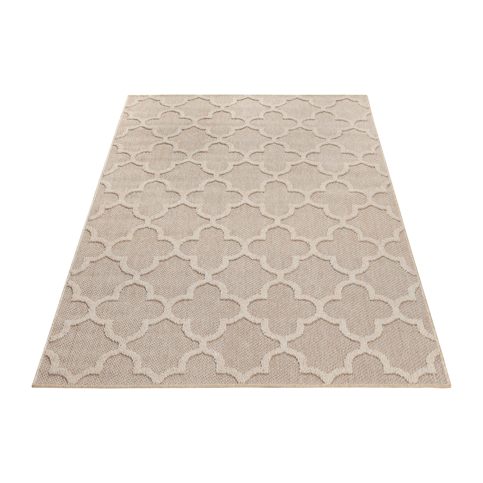 PATARA - Tapis intérieur/extérieur motif baroque beige - PAT4951BEI