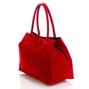 Borse Donna colore Rosso-in pelle Made in Italy 41 x 28 x 7cm