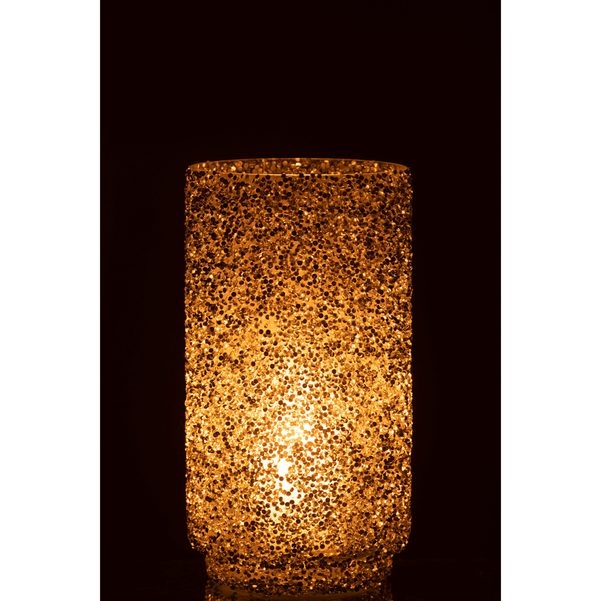 J-Line photophore Paillettes - verre - argent - large