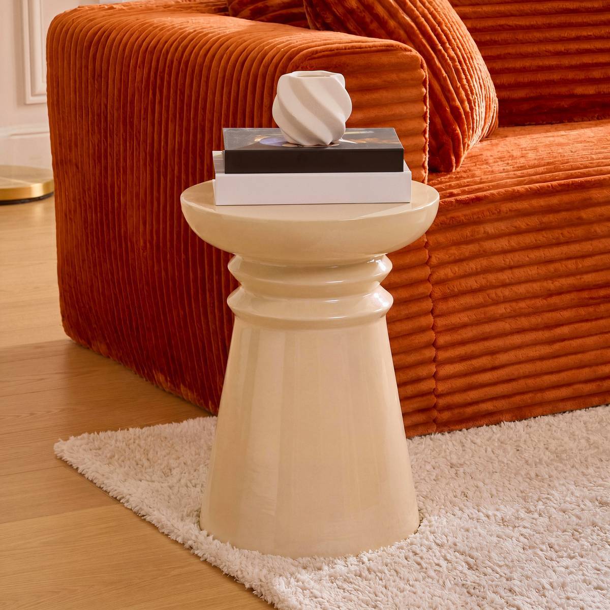 Table d'appoint Jaya ronde D.38cm blanc
