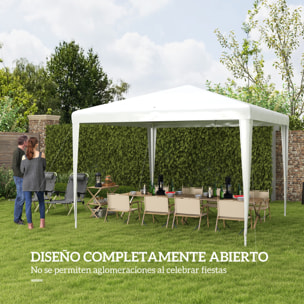 Carpa Desmontable 3x3 m Cenador Pabellón de Jardín con 4 Orificios de Drenaje y Marco de Acero Anti-UV Gazebo para Terraza Patio Exterior Camping Blanco
