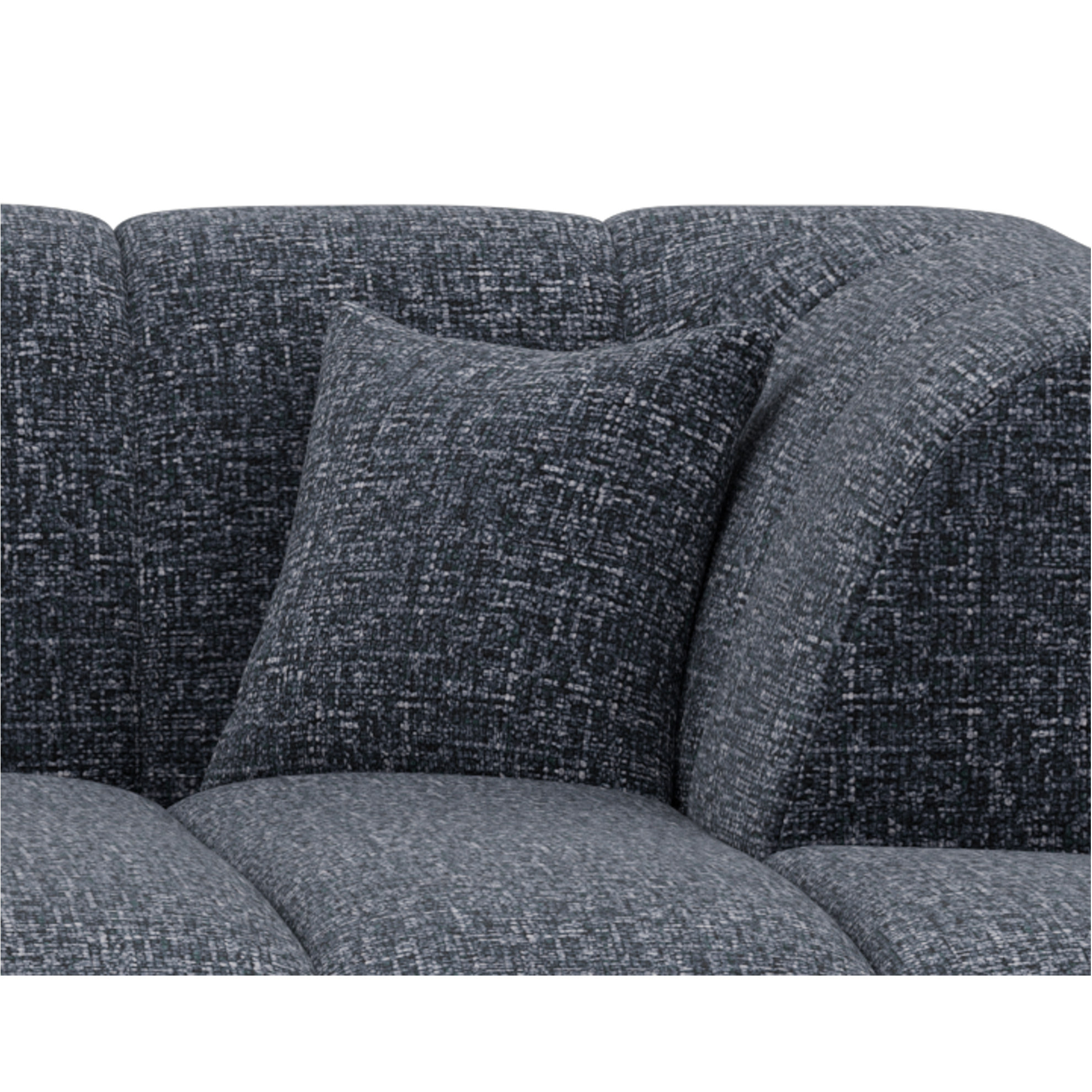 Curtis - canapé d'angle droit 4 places sans accoudoir en tissu texturé - Bleu