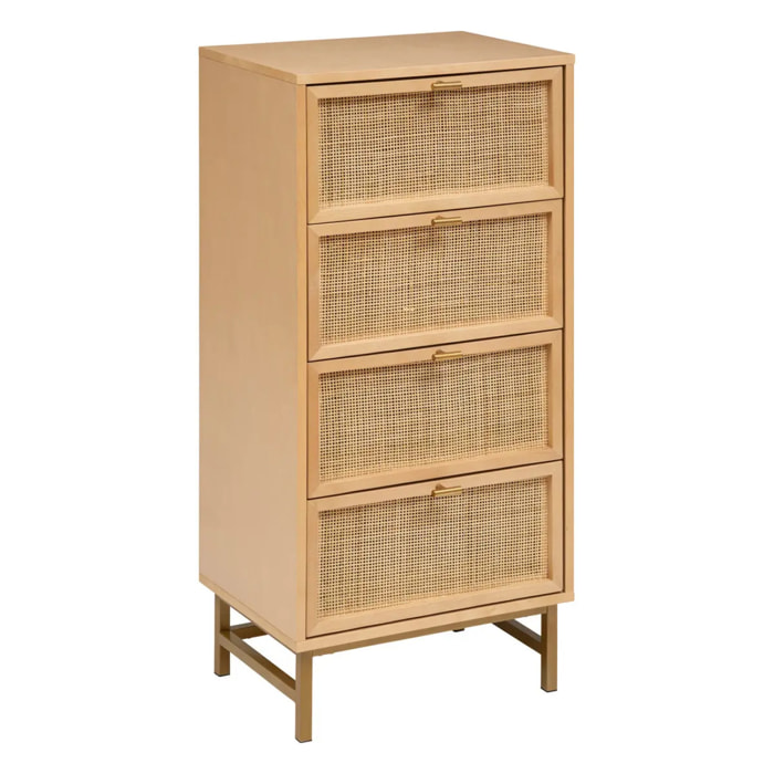 Chiffonier "Rayo" en métal & bouleau 4 tiroirs 50x35cm