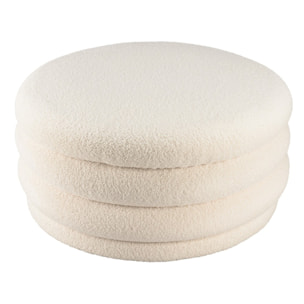 LEOPOLD - Pouf L en tissu bouclette écru avec rangement