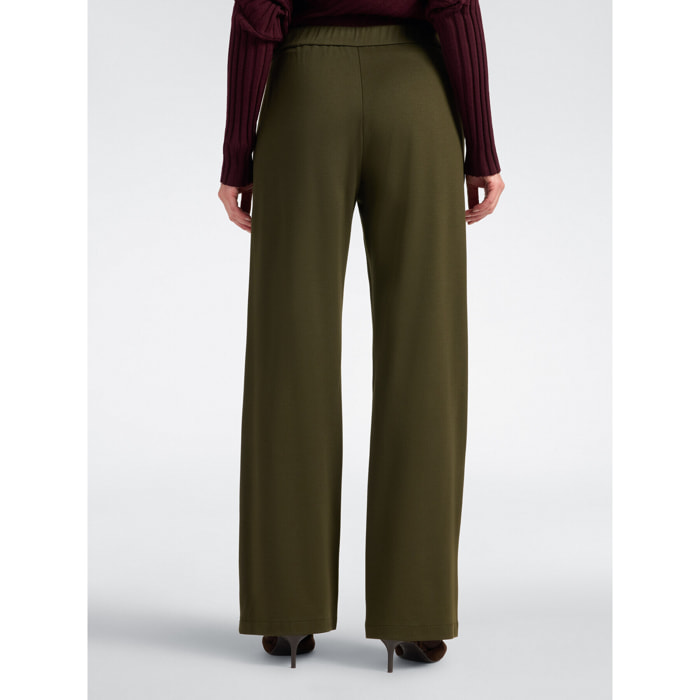 Elena Mirò - Pantalones palazzo en mezcla de viscosa - Verde militare