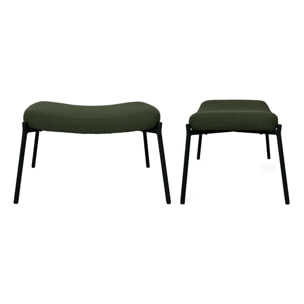 Fauteuil en tissu boucle vert kaki avec repose-pieds EIRA