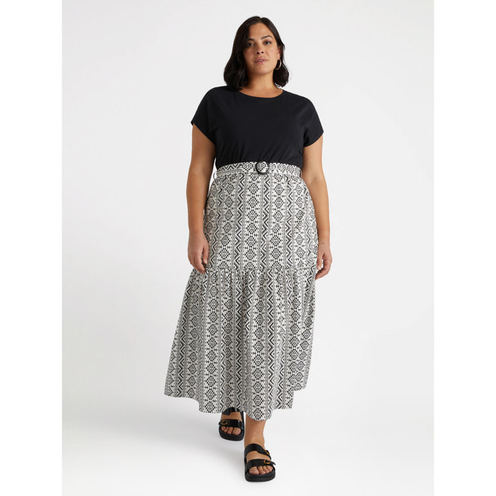 Fiorella Rubino - Vestido en dos tejidos - Negro