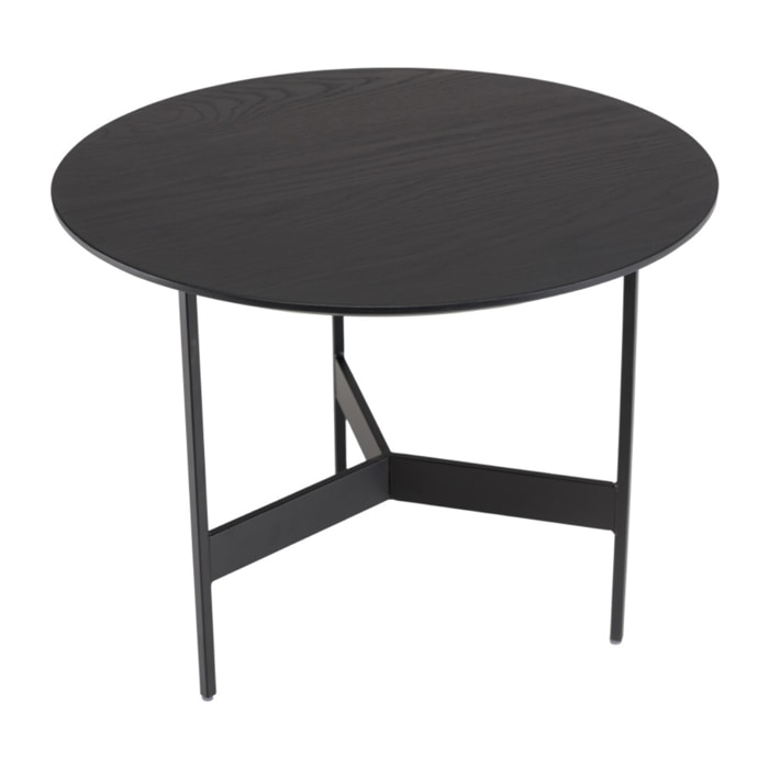DALY - Table basse ronde noire 50x50cm piètement métal