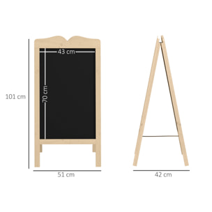 Pizarra Caballete con Marco de Madera Pizarra de Pie Magnética Plegable con 8 Tizas Líquidas y 6 Tableros Doble Cara 51x42x101 cm Natural