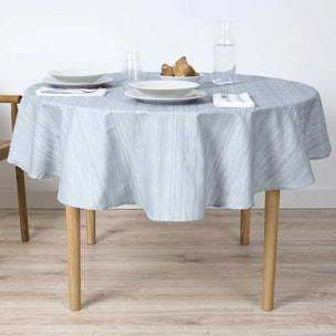 Nappe ronde enduite Lesa 125 Bleu poudré - 100% coton - traitement antitaches - Bleu